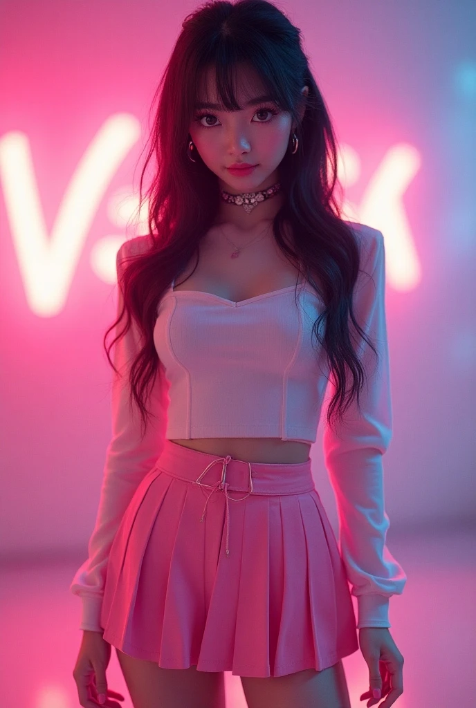 (La mejor calidad,A high resolution,Ultra - detallado,actual),Jenna Ortega (mini skirt pink :1.4), top camisa con corbata,(cabello largo cafe:1.4), mostrando vientre plano, medias white hasta el muslo,( hermosa colegiala student:1.4 ), ,(Fondo de ruinas de mazmorra en ruinas cyberpunk :1.4 ), nubes smoke pink, More detailed 8K.motor irreal:1.4,UHD,La mejor calidad:1.4, fotorrealista:1.4, textura de la piel:1.4, obra maestra:1.8,obra-prima, mejor calidad,objeto Objeto], (detailed face features:1.3),(Las proporciones correctas),(Ojos hermosos:1.4 ),  (pose vaquero),( Jenna Ortega :1.4),( Jenna Ortega V2.1), (clouds made of pink and smoke blue cotton :1.4), (perfect anatomy :1.4), ,( ciberpunk 2.1), (cinematic lighting :1.4), (manos perfectas: 1.5), (japan and south korea uniforms:1.4), (face detailed:1.4),( japan and south korea uniforms V2.1), (skirt lifted by itself: 1.1), (showing white panties: 1.3), (background a forest big trees dark :1.4), (large trees surrounded by smoke haze :1.4),(Miller&#39;s Girl film), background sports field trees, 