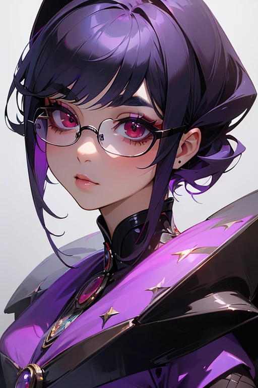 Shizuku murasaki (Hunter x Hunter), mulher linda, oculos preto, cabelo preto, colar de cruz dourada, segurando aspirador que possui uma boca, casaco preto, peitos grandes