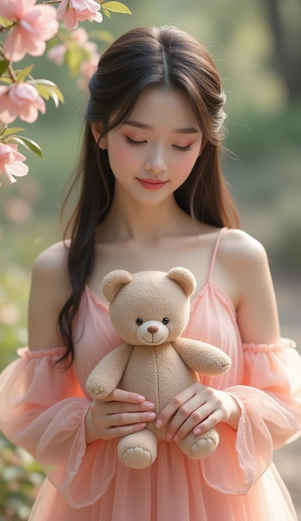 A perfect young female,Chinese in tank top and shorts, over size t-shirt and shorts in the garage, chinese women's fashion model, smooth color tight clothes suit, CG rendering, Blurred background, deep shadow, 16K, bokered, Very detailed, wallpaper, depth of field, movie light, lens flare, Ray tracing.