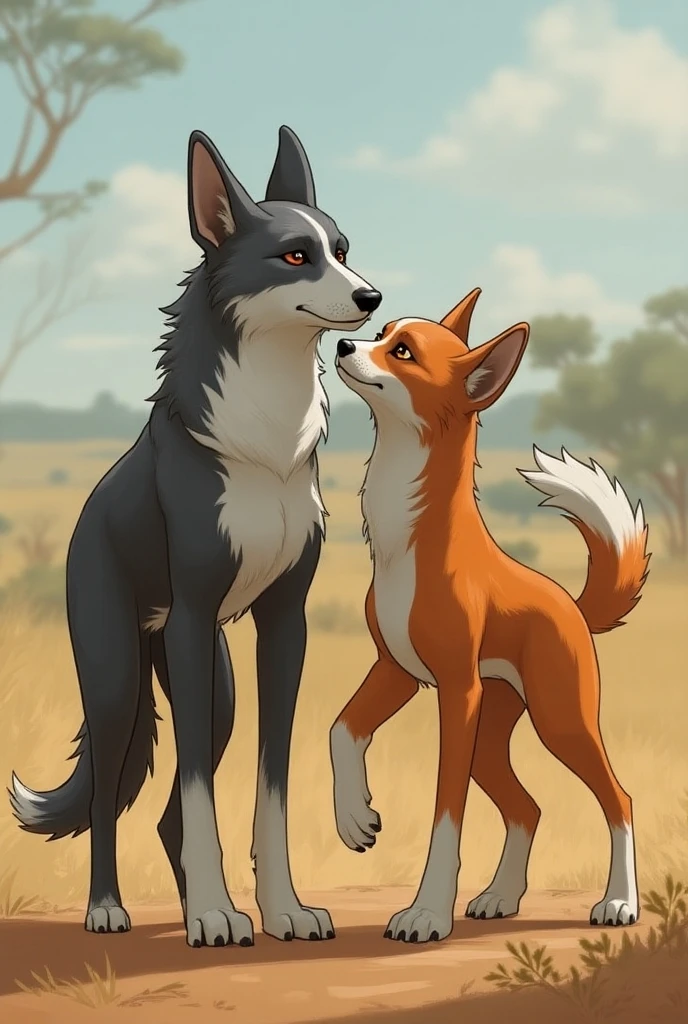 Two male feral dogs, mounted on each other, feral