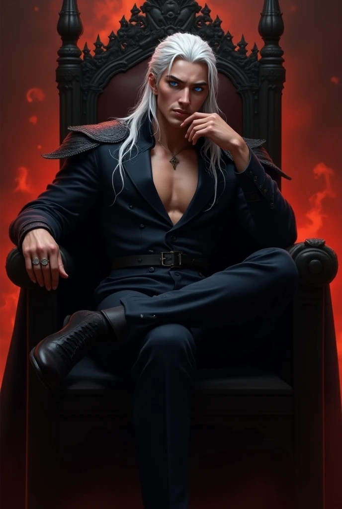 40 year handsome old elf, pale skin, blonde hair, abino skin, long straight hair, wearing elfin , sitting , mustache, piercing blue eyes, brown hair, pronounced brow ridge, strong jaw, high cheekbones, (complete body:1.5), sitting on a bed spreading his legs, very beefy muscles, bulging biceps, bulging triceps, bulging pectorals, bulging quads, bulging trapezoids, wide shoulders, bulging calves, bulging forearms, hairy, (giant:1.5), tall, solo person. Art deco masterpiece, alpha male, at night, skull, nightmare, fire, intricately detailed, sharp focus, extremely detailed, dark fantasy, glowing, colorful painting, rich color, HDR, octane render, digital illustration, cinematic light, sitting on the throne, Explore the beauty of a moonlit cemetery, with weathered tombstones, crypts, and the feeling that the spirits of the departed may not be at rest