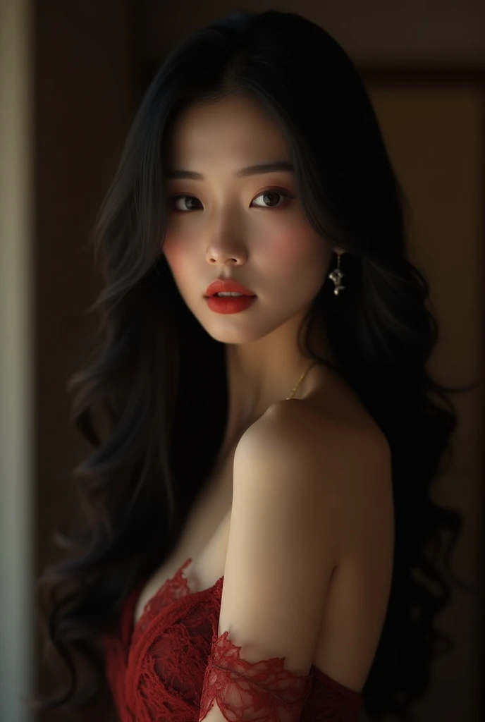 ultra realista 8k CG, picture-perfect Face, perfect, to clean, work of art, professional art, famousartwork, cinematic lighting, cinematic flower,
8k super realistic, perfect, to clean , work of art, professional art, famousartwork, Face perfect,
23 years old, standing alone, attractive stepdaughter ,(Sexy Asian women:1.2),
comely woman,very sexy appearance, seducer , rosy cheeks, smooth Skinned,
Breasts huge, smooth Face, detailed Face, smooth Skinned,shiny Skinned,highly detailed Face, detailed Face, perfect proportions, well-proportioned six-headed body, Breasts huge, Waist slender, へそ, Round ass , Crotch opening, fine thighs,mellow,toned legs, long neck, big fit ass ,detailed body hair, ,detailed breasts, Waist slender,Beauthfull, long eyelashes, hourglass-body, juicy lips,Beautiful expression, comely eyeballs,
Looks good with straight long body hair,
Black body hair, long body hair, silky body hair, detailed fringe, (body hair between eyeballs:1.2),
((Light olive eyeballs:1.2)),
linda maquiagem de eyeballs azuis neon brilhantes e delineador preto grosso, peach matte lipstick, looking at the camera,
detailed eyebrows,
(hourglass-body:1.3), ultra detaild, Best Illustrated, exhibit, seducer_pose, sexy eyeballs,whole body_portraite, Exquisite details intrinsic to (eyeballs, body hair, Skinned, Face, hands, Fingers, Anatomi), stunning otherworldly Beauthfull, pose sexy,
She's wearing(Victoria's Secret Sheer Lace Babydoll with Halter Neckline and Double Glitter Very Sexy:1.5),(black thong:1.3),
full and juicy lips(dark rot lipstick), belly jewelry, Pearl necklace, pearl ear_rings, perfect Fingers and nails, rot_toenails, golden ratio, seducer_pose, big fit ass_boobies,deep decolte,
,professional photograpy, incrotibly comely woman in the form of a princess , elegant wild Beauthfull and attractiveness, seducerness and inaccessibility, comely, photo essay for biq magazines