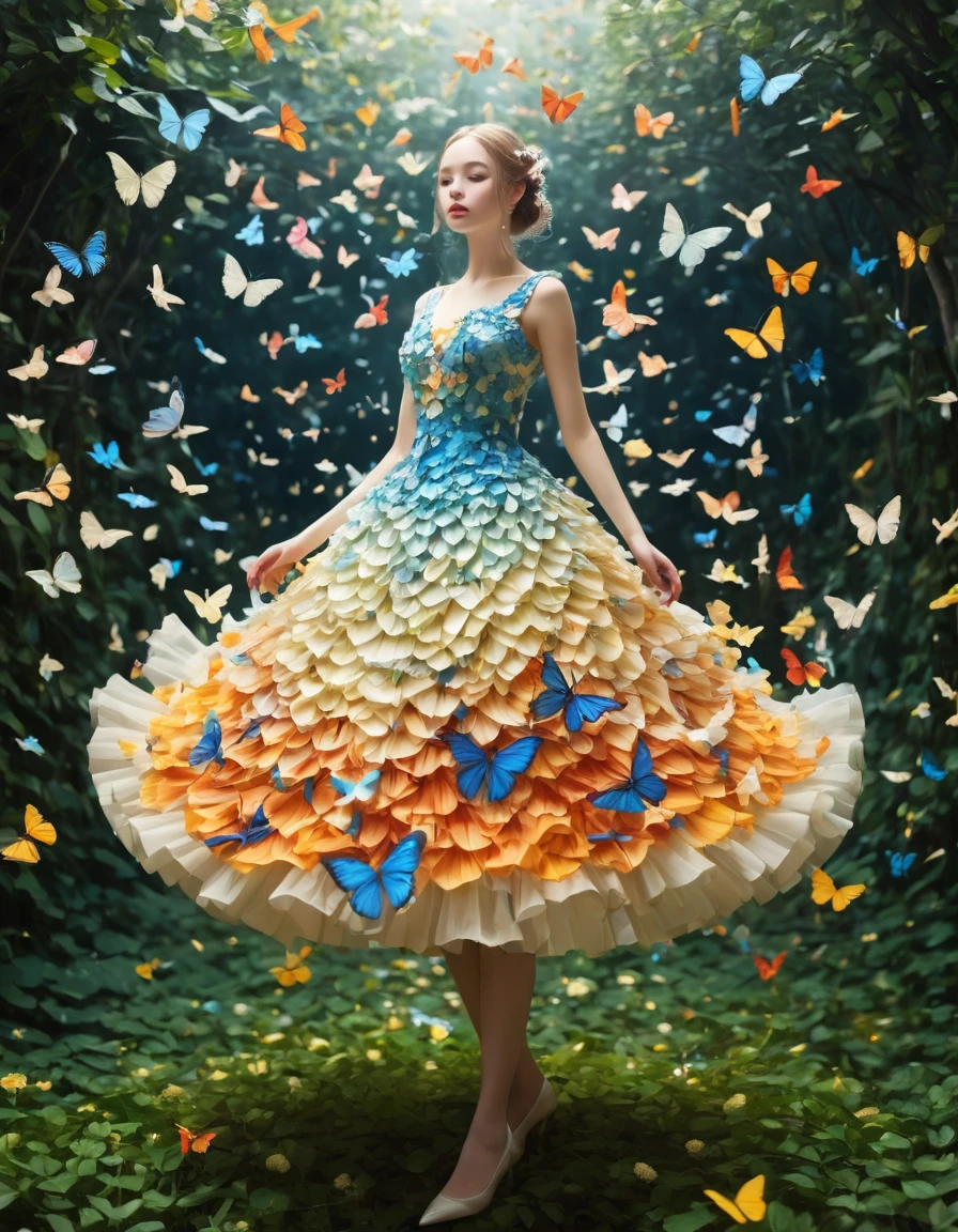 アイソメトリックアート, Magical Dress、浮遊する蝶々 isometric art woven from floating butterflies 