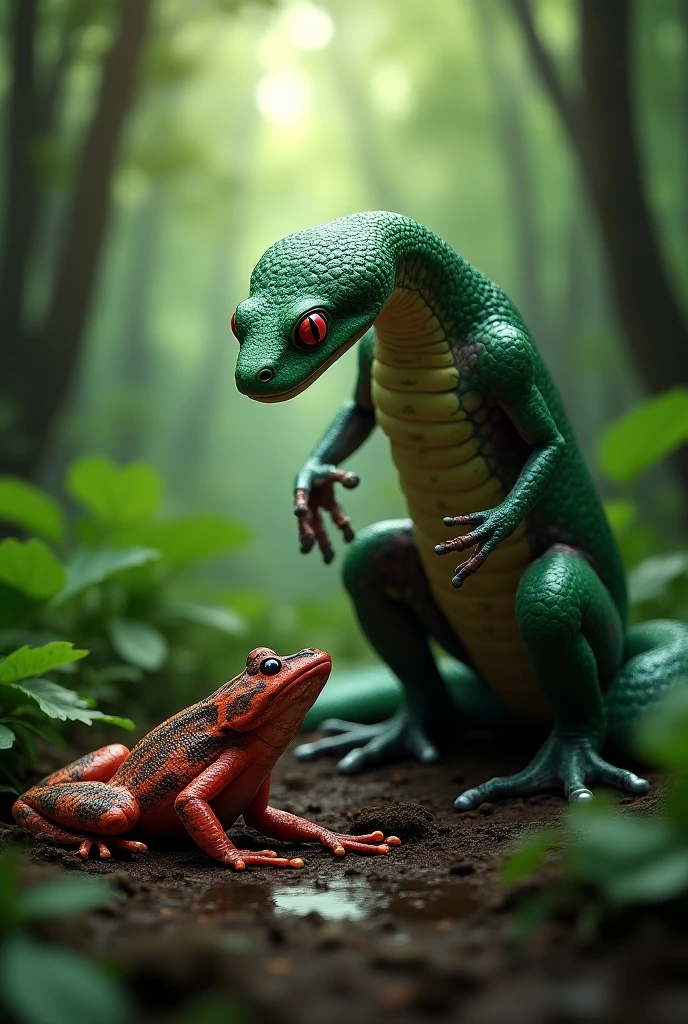  2 two Green Nude teen small  lizard Monsters have sex 