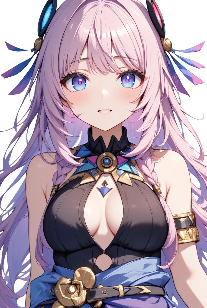 1girl,pov,reclining,citlali,シトラリ,sleepy,pink hair,parted bangs,very long hair,hair down,braids,(hair ornament),facial Mark,heavy makeup,blue eyes,(pink pupils),tribal clothes,medium breasts,waistcloth,glowing eyes,beautiful detailed,hyper detail,masterpiece,best quality,bright,citlali,moon night,meadow