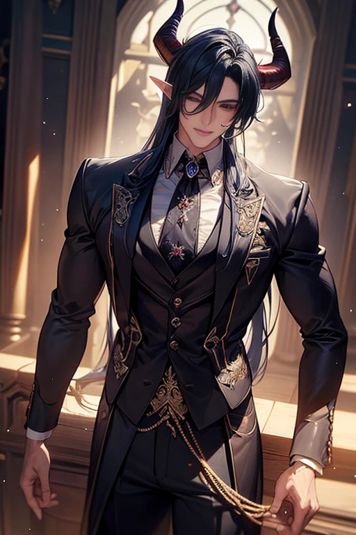 Jovem adulto, cabelos negros, olhos vermelhos, corpo musculoso, Seductive Prince, sem camisa, suado, Detailed black pants, em um campo de treinamento.