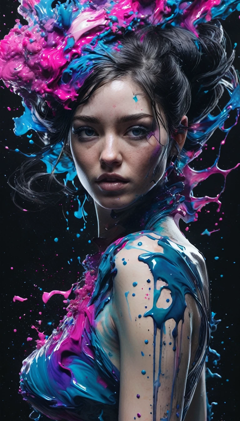 Colorful and beautiful women: Black ink flow:  Photorealistic Masterpieces in 8K Resolution : author：Aaron Hawkey と Jeremy Mann:  Intricate Detailed Fluid Gouache Paintings : author： John Baptist Monger : calligraphy: acrylic fiber : Watercolor,   professional photography ,  Natural Light,  Minimalistic Photo Illustrations with Voluminous Lighting: author：Martin Bobzite : Complex8K解像度のコンセプトアート, Complex,  elegant, wide, wonderful