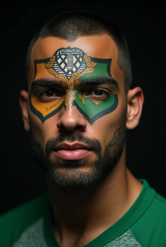 1 man looking at the Brazilian flag in extreme anger with a capable man hiding his face