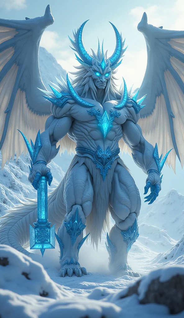 ICE DRAGON MAN FIGHTER WITH WINGS AND SWORD