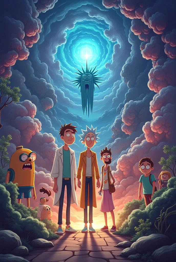 Junte o Rick, Morty, Finn, Jake, Beth, Rei gelado,Bojack horseman em uma aventura