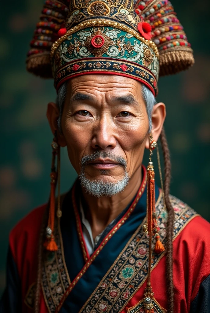 Gengis Khan sentado na mesa de jantar, rodeado por suas filhas adultas.