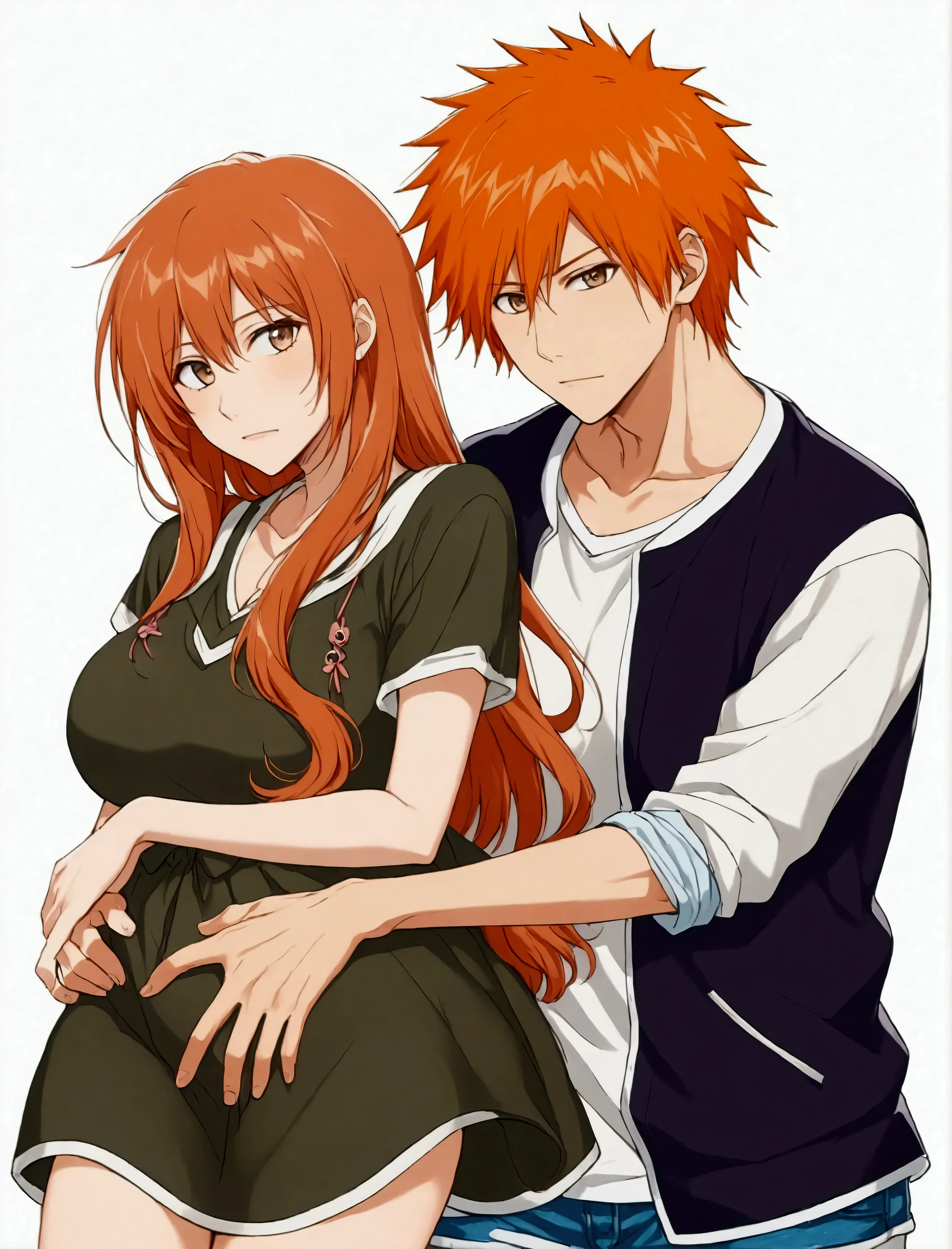 Ichigo kurosaki x orihime inoue, enceinte, photo de couple
