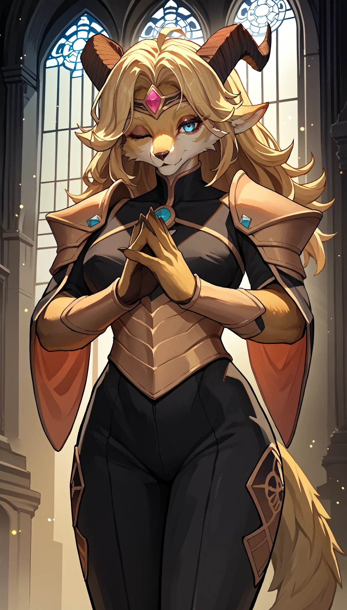 a tall handsome deer wearing knight armor, attractive furry male, giving bedroom eyes, large sun in the background, 8k, photorealistic, ultra-detailed, dramatic lighting, dynamic pose, fantasy art, warm colors, cinematic