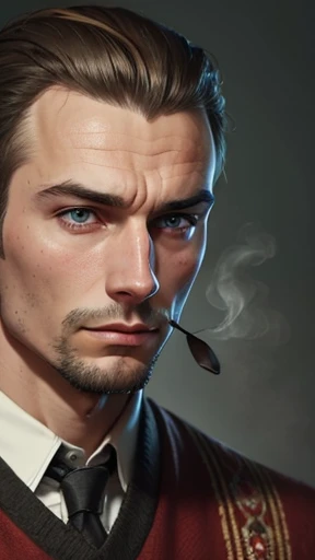 a man, smoking, reaistic, highly detailed, 8k, --auto --s2