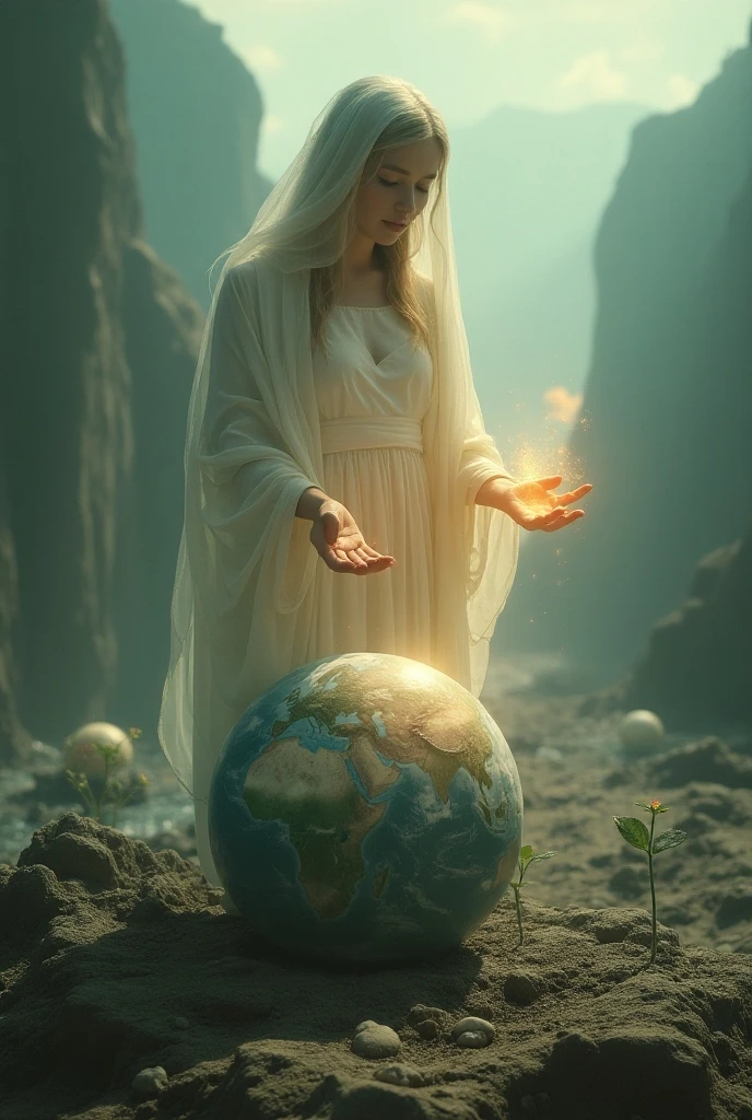 Queen of the forest embracing planet Earth surrounded by natural landscapes