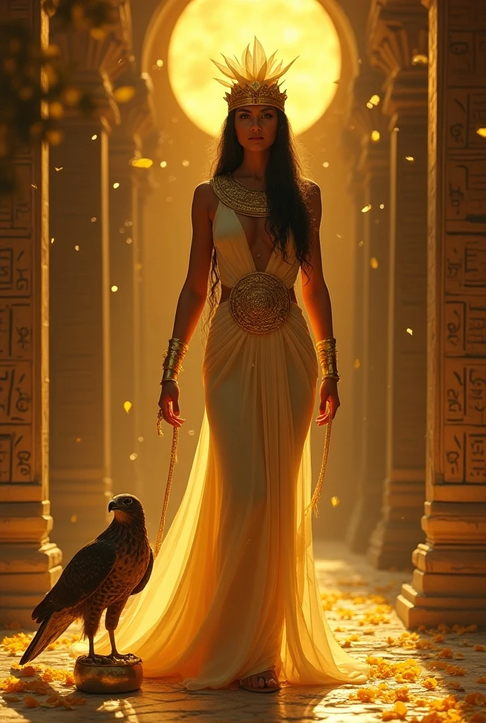 Close-up shot, Low angle shot, (An ethereal image of Cleopatra’s spirit rising from her body, surrounded by a mystical glow. Her face is serene, her expression one of peace and transcendence. The background is a blend of ancient Egyptian symbols and a starry sky, symbolizing her transformation into something divine and eternal. The serpent is coiled at her feet, watching as her spirit ascends.) unreal engine, cinematic, hyper-real, highly detailed, Ultra realistic HD --q 2 --v 6.1 --ar 9:16 -