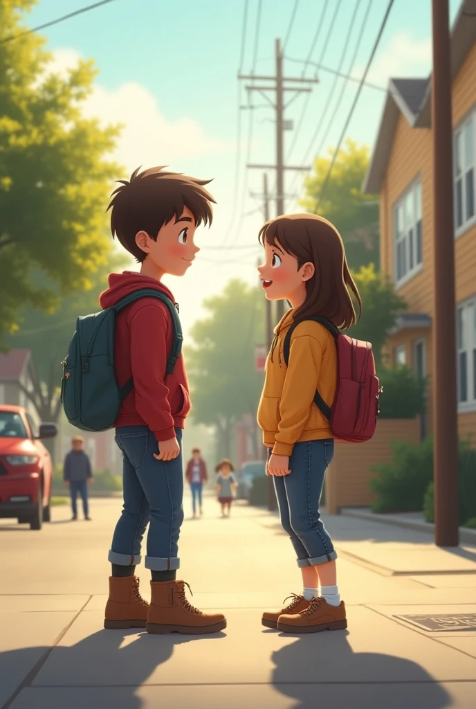 On the way to school I meet my friend from elementary school