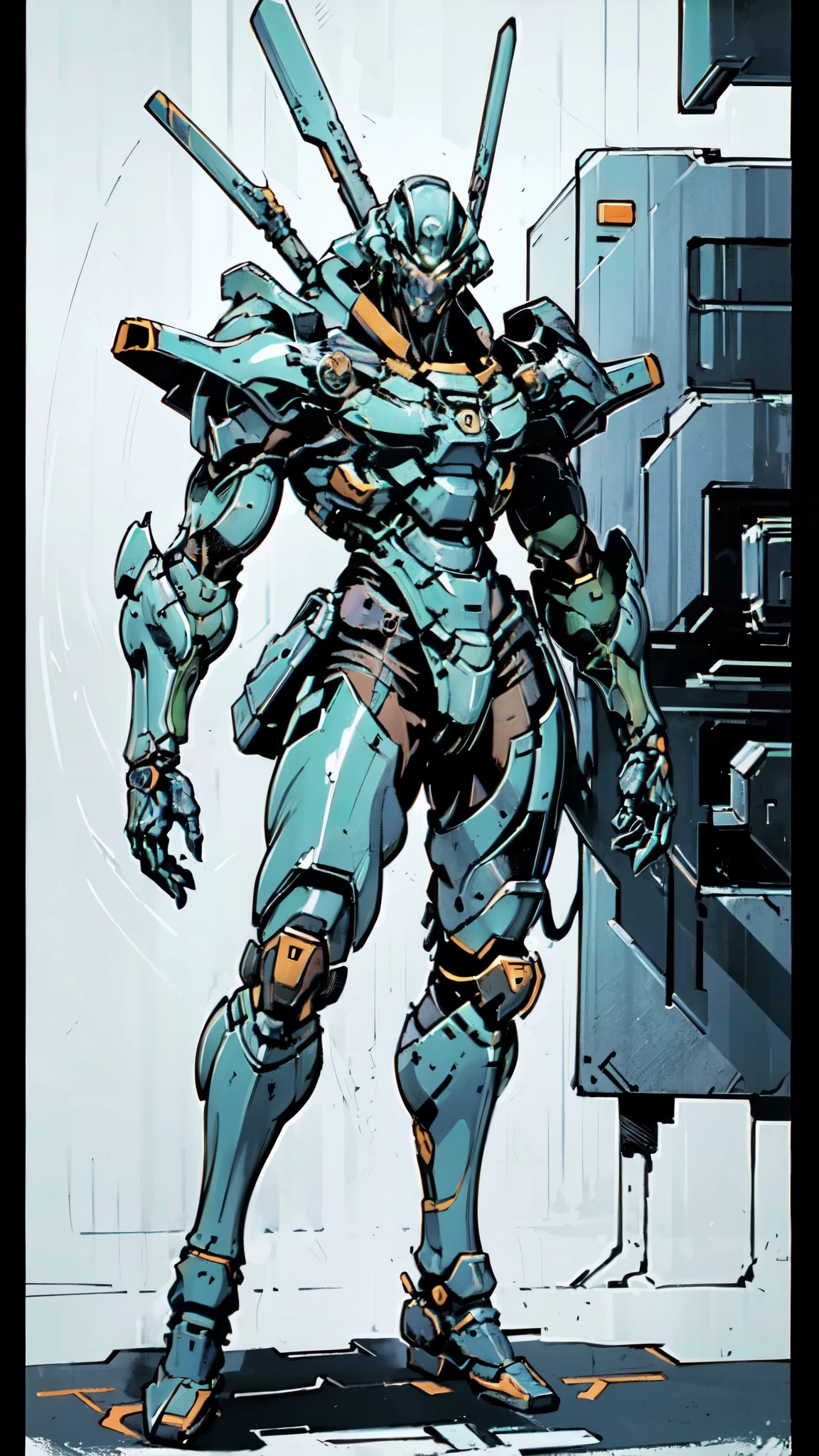 (masterpiece:1.5, best quality:1.5, extremely delicate:1.5, dynamic angle:1.5), ((male:1.5)), Biomimetic humanoid Mecha, green eyes, fully enclosed shoulder guards, matching arm and leg guards, gemstone, full body, full armor, the design balances heavy with agility, organic biotech armor, (the color scheme is primarily Blue with Green and White accents, concept Inspired by Samurai, glowing eyes, the armor glows), standing, floating high above the futuristic sci-fi city, a finely crafted Super robot in anime style, exquisite and mature art style, metallic, dramatic, high definition, highres, ultra-detailed, ultra-fine painting, professional, anatomically correct, symmetrical face, extremely detailed eyes and face, high quality eyes, creativity, RAW photo, UHD, 32k, Natural light, cinematic lighting, (masterpiece-anatomy-perfect:1.2)