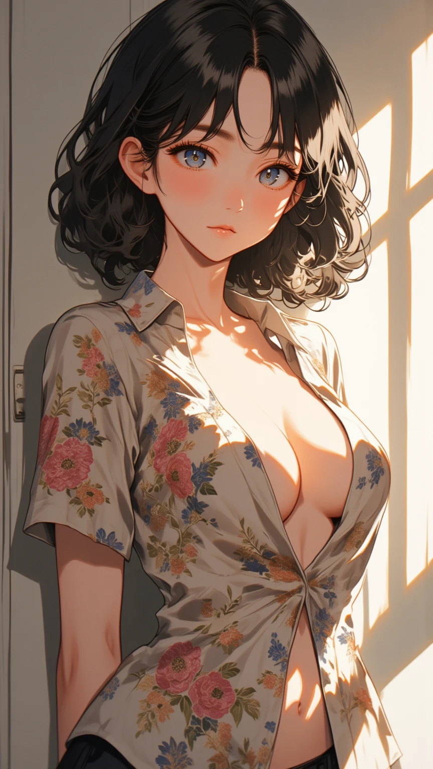 (Realistic:1.5, 16K, Highest quality, masterpiece, Ultra-high resolution), Perfect dynamic composition:1.2, ((woman1people and men1people)), (Love hotel bathroom), (Expressions of sadness:0.9), (((A man hugs a woman from behind:1.5))), Highly detailed skin and facial textures, Incredibly slim body, Fair skin:1.2, Sexy beauty, Very beautiful face:1.2, Water droplets on the skin, Body wet in the shower, Wet body:1.2, Wet Hair:1.3, (short hair), (Neat bangs:1.5), (Shapely large breasts, Chest gap), ((Full nudity)), ((Sheer clothing:1.5)), ((See-through nipples:1.5)), ((Small and beautiful pink areola:1.4)), ((Thin and beautiful pubic hair)), ((Both arms behind the head)), (Big eyes that exude beautiful eroticism:0.8, Lips that exude beautiful eroticism:0.8), necklace, Earrings, bracelet, wedding ring,