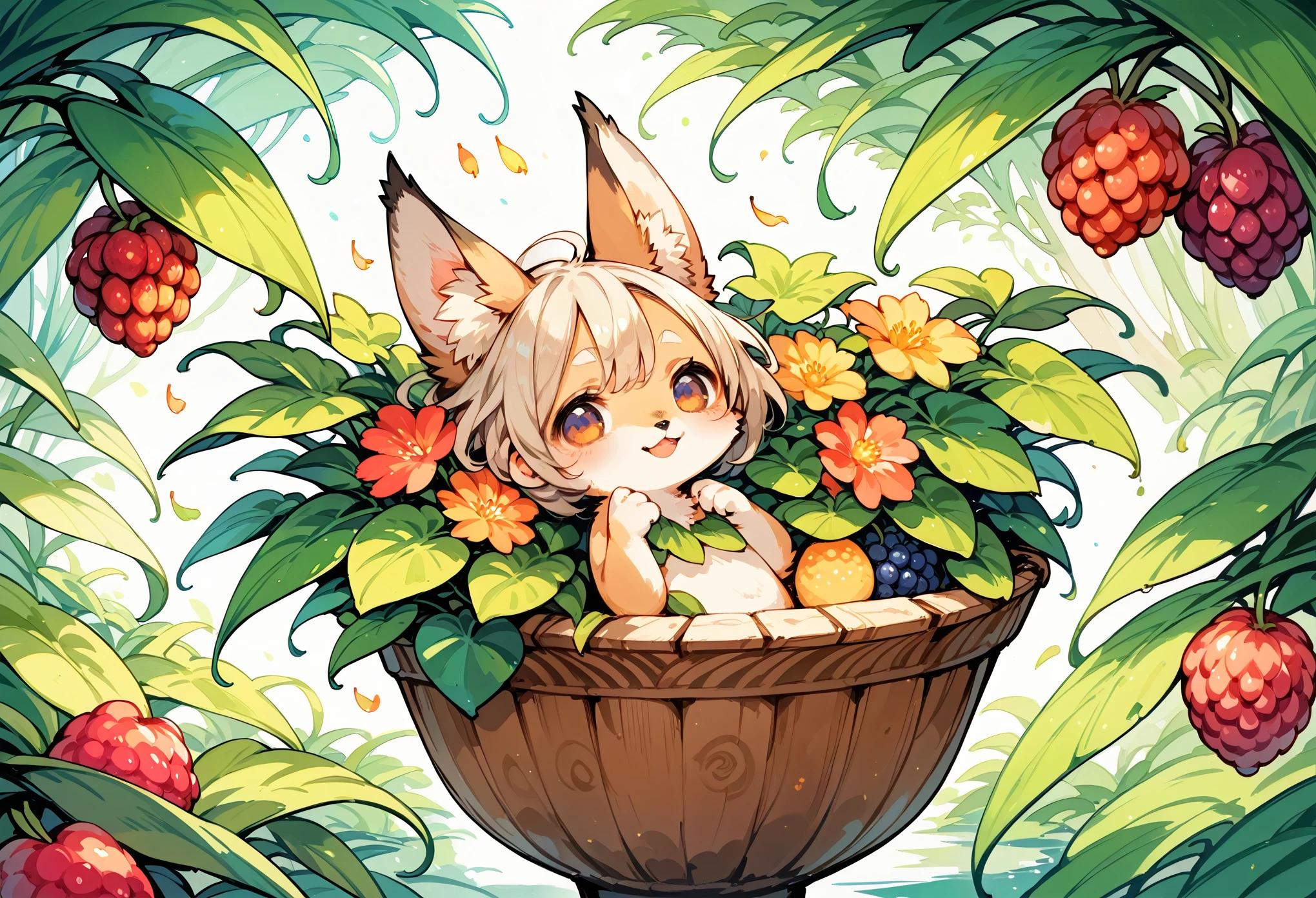 pretty girl,, tattoo, (naked), naked足, Horn,chest,nipple,Pussy,light brown hair, Ahoge, bangs, curly hair, long hair, horn, frog hair ornament, multicolored eyes, eye reflection, pink eyes, sheep ears, smile, blush, anime, cast a shadow, reflected light, UHD, rough skin, advanced details, 8K, flower, water,nsfw