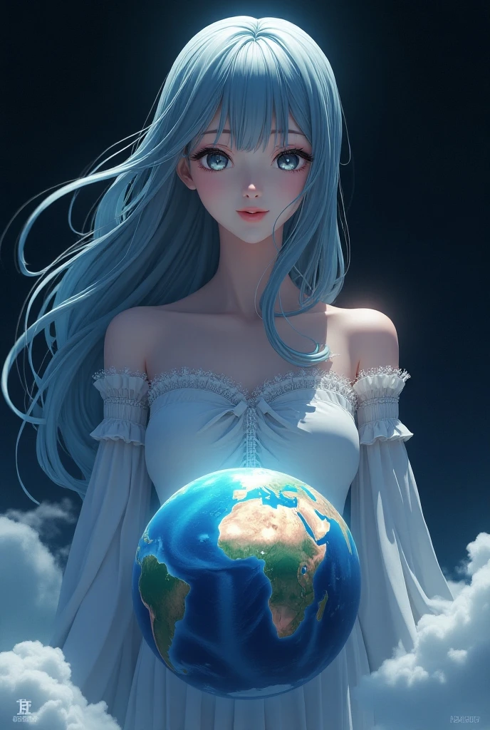 Naked Hatsune Miku as a giant who eats the whole Earth