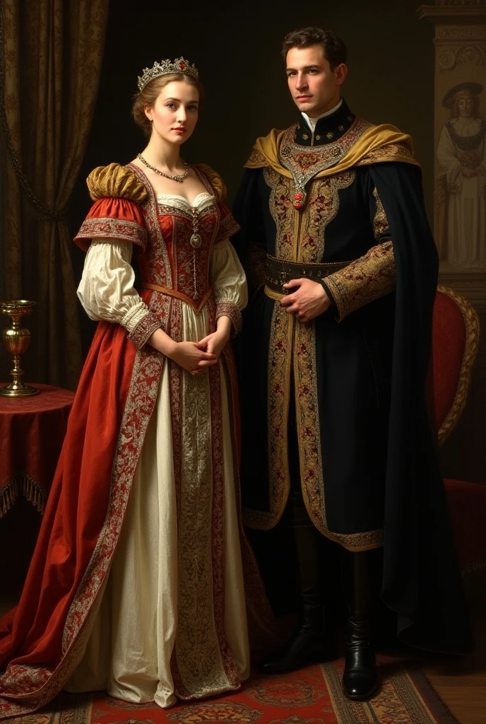 A young man with a lady-in-waiting 
