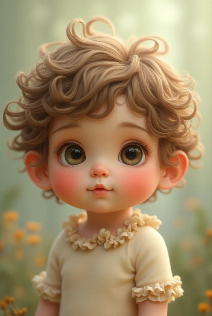 Curly child, branca e com sleepy eyes