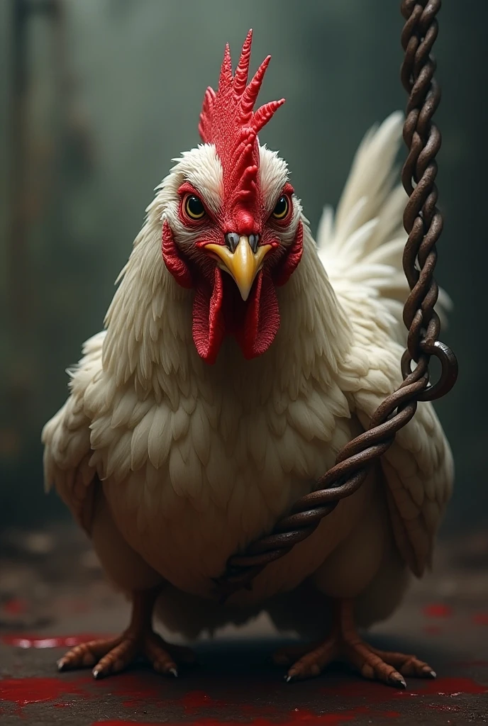 The throat of the chicken is squeezed so that the chicken's soul is coming out