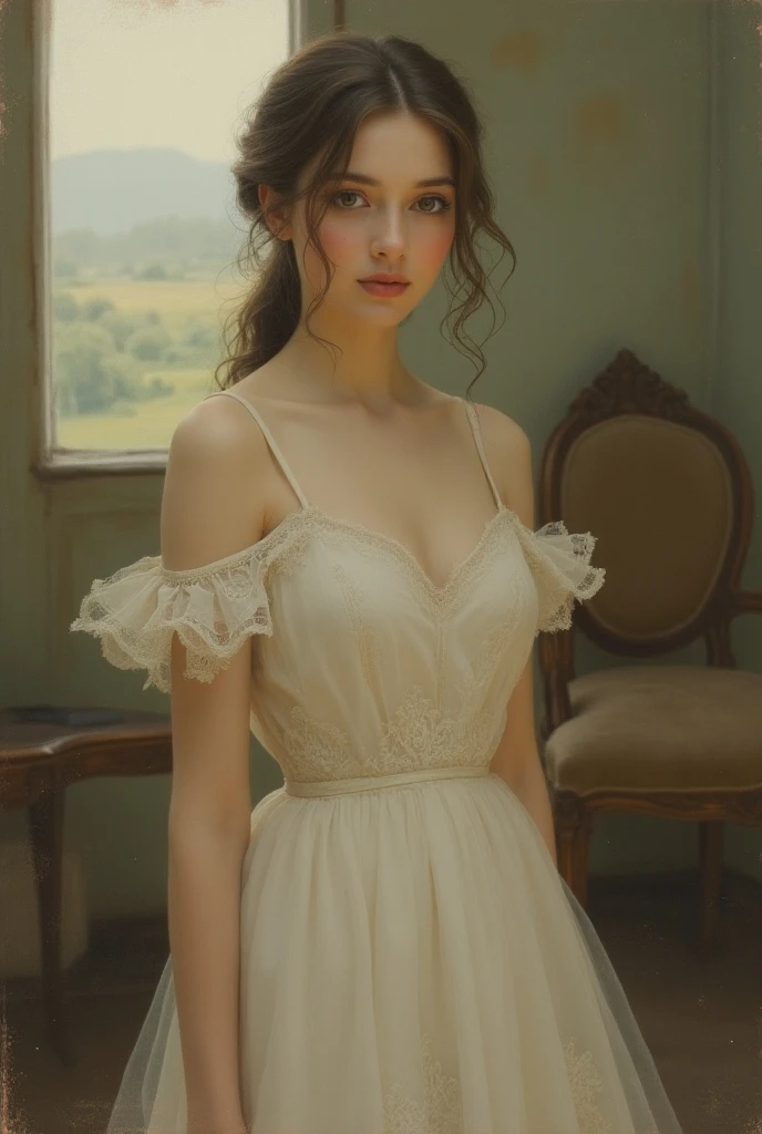 (Pièce maîtresse : 1.2), Rétro mystérieux, d’une beauté envoûtante, détaillé coloré,vêtements de feuilles et de pailles , faiblement éclairé, éclairage de mauvaise humeur, décor forêt photo professionnel
