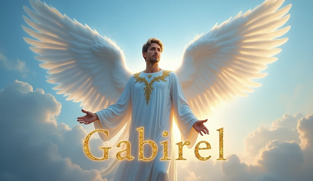 um close up de uma pessoa com um vestido branco e asas, arcanjo, Directed by: Gabriel Ba, Arcanjo Miguel, inspirado em Gabriel Ba, angelic, angel in plastic armor, angelic photography, angel spirit guide, biblical accurate angel, being brilliant angelic, anjo protegendo o homem, Anjo majestoso de corpo inteiro, saint michael the angel, angelic