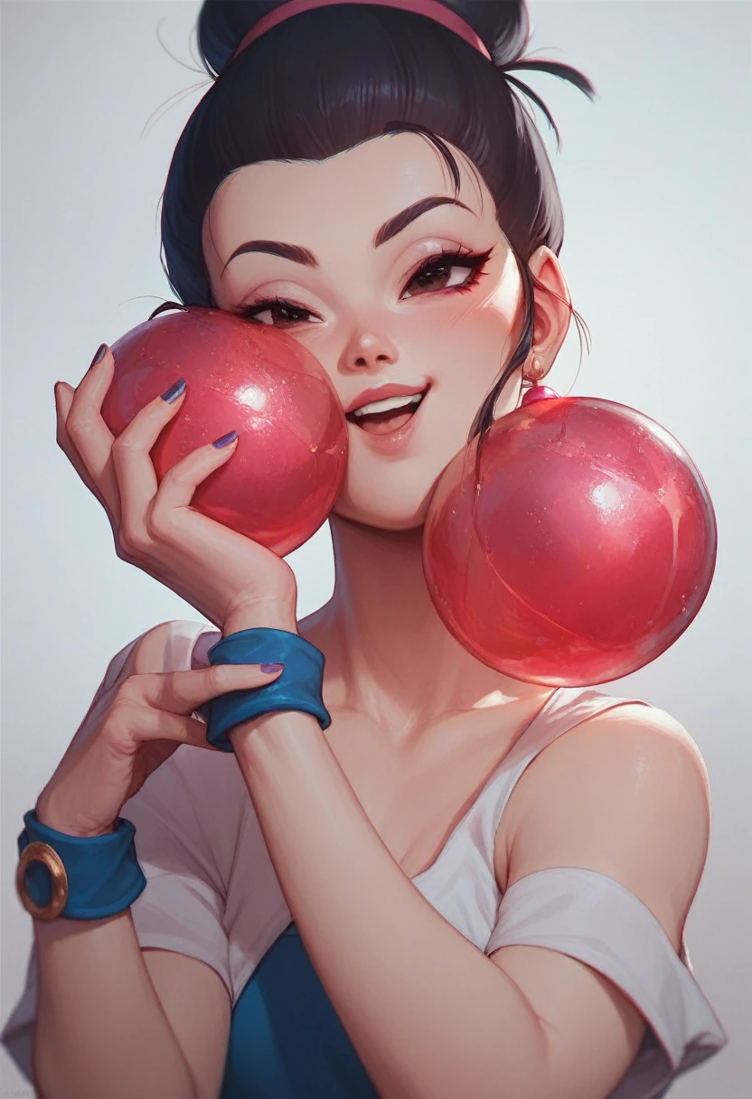 score_9, score_8_up, score_7_up, 1girl, Mai Shiranui,  BREAK , mtbreasts, metroid/(creature) <lora:Metroidv3-000030:1>