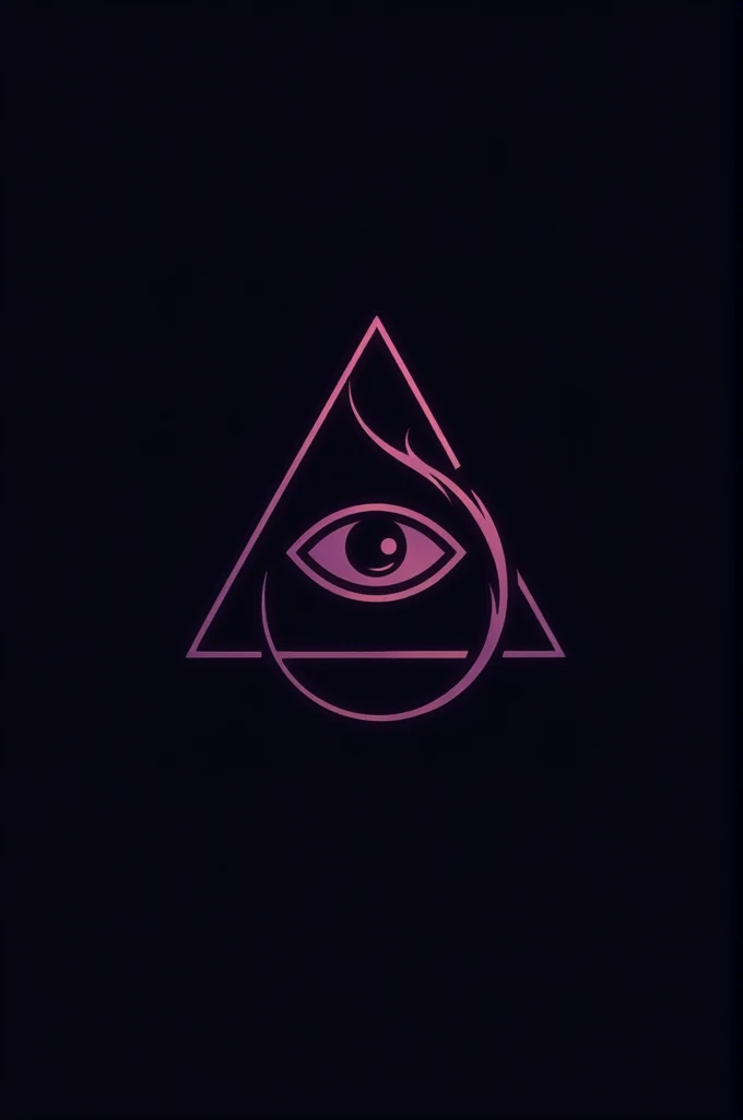 Make me a pencil drawing of an illuminated eye and smoke over the limp triangle and the pupil of the eye is deep purple.