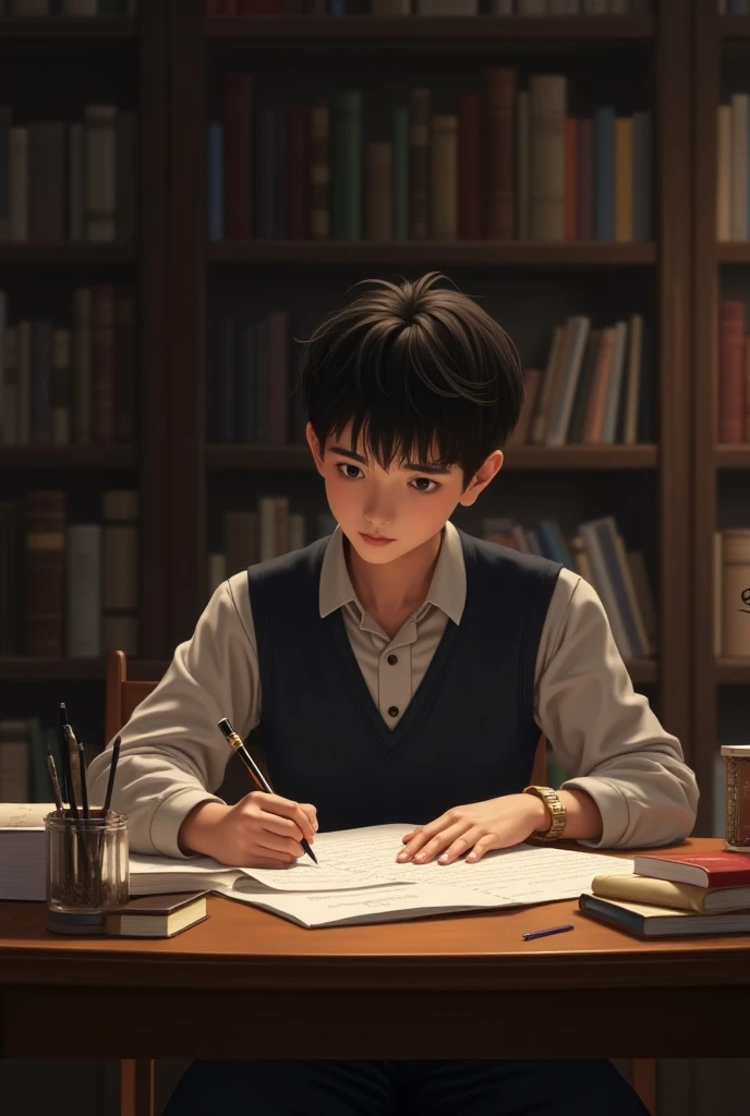 A Student Pluck book in hand and he seeing Serious mood