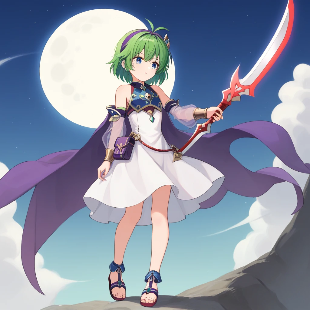 score_9, score_8_up

(masterpiece), best quality, expressive eyes, perfect face, perfect hands, perfect fingers, perfect anatomy, detached sleeves, white dress, green hair, sandals, ninoss, purple cape, vambraces, hair ornament, see-through sleeves, blue breastplate, antenna hair, purple hairband, blue eyes, short hair, moon, night sky background

blutgang, curved sword, red aura sword, magical blade, floating sword, red glowing weapon