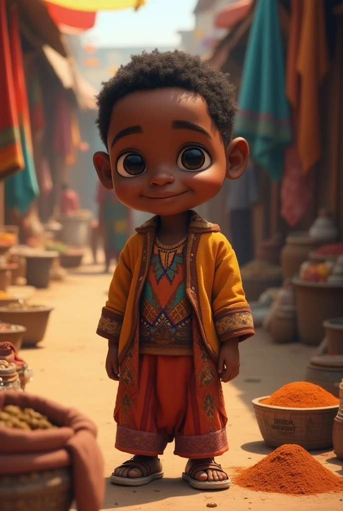 Daniel, a black man with 3D Pixar cartoon features, dressed in noble clothes from ancient Babylon, walking confidently through the halls of the palace. The setting should reflect the opulence of the court, with rich, colorful details."