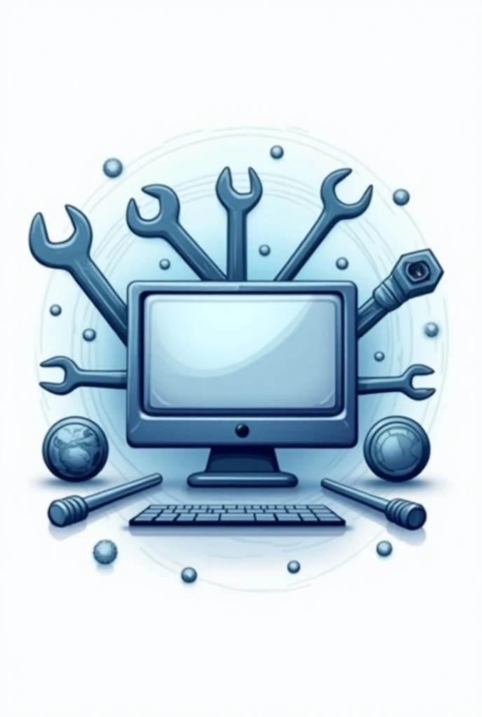  Create a logo for IT in technical support and Internet networks.  Where it contains a PC  , tools and Networks  