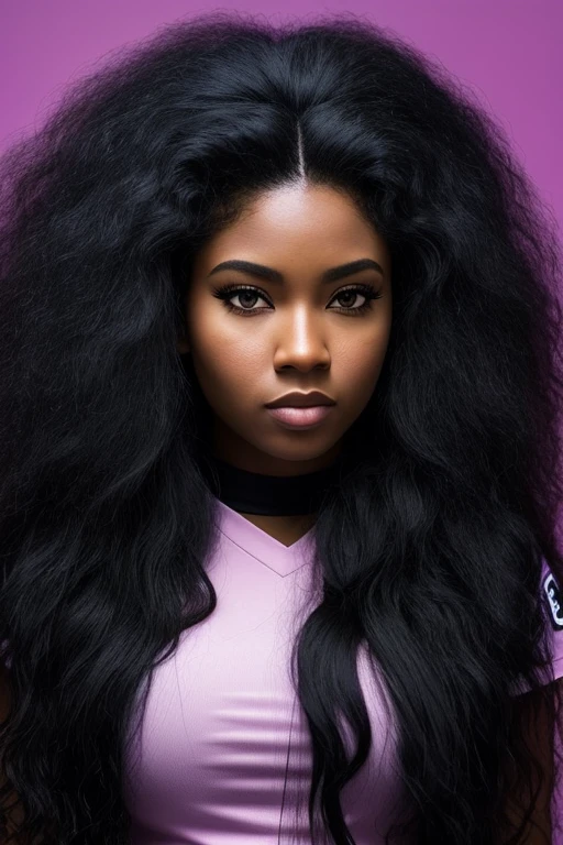Mixed black ethnicity, curvy girl , long hair ,wearing sexy hip hop outfit