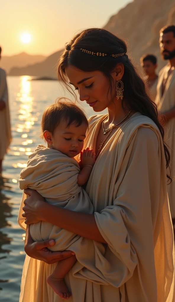 a woman in Israeli clothing in a scene of giving birth to a baby