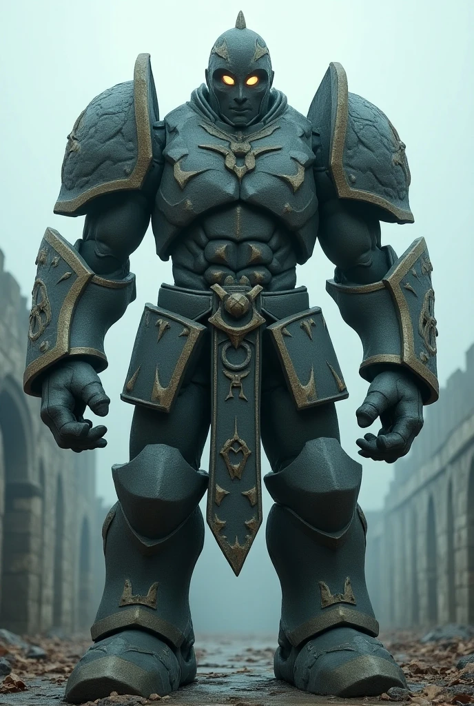 Giant stone colossi with large black majestic armor