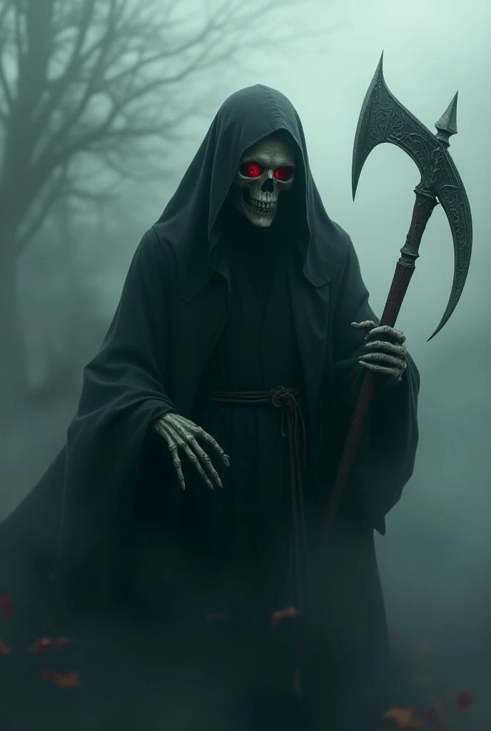 a terrifying necromancer, skull, burning eyes, ominous shadows, green smoke, intricate, high detail, dramatic, 8k, (best quality, 4k, 8k, highres, masterpiece:1.2), ultra-detailed, (realistic, photorealistic, photo-realistic:1.37), HDR, UHD, studio lighting, ultra-fine painting, sharp focus, physically-based rendering, extreme detail description, professional, vivid colors, bokeh, horror, dark fantasy, dramatic lighting