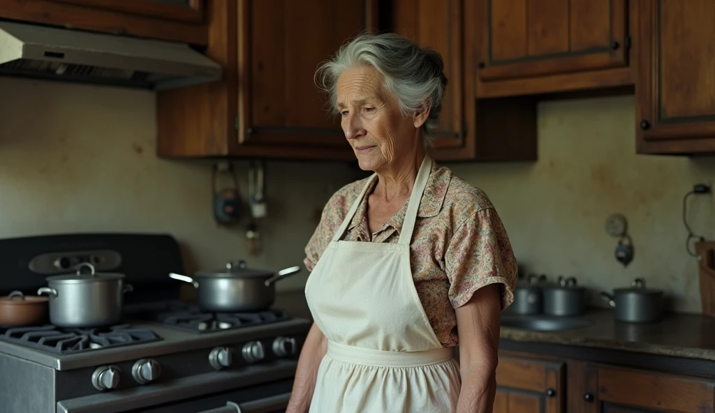 RAW photo, fashion photography, pictorialist style, sharp focus, movie shot with film grain, best quality, masterpiece, ultra high res, photorealistic, 8K raw photo, professional photography, award winning photo, uhd, dslr, soft lighting, high quality, film grain, Fujifilm XT3
indoor kitchen scene, portrait of a beautiful 70 year old woman, wrinkled face, pink summer dress, <lora:copper-000006:0.5> she is sitting at a table with old copper pots with patina, full sharp <lora:polyhedron_all_sdxl-000004:0.8>, detailed face, blue eyes, high detailed skin, intricate skin details, visible skin detail, mascara, skin pores, light freckles, skin fuzz, blush, translucent skin, subsurface scattering, minor skin imperfections, wrinkles, vitiligo spots, skin fuzz