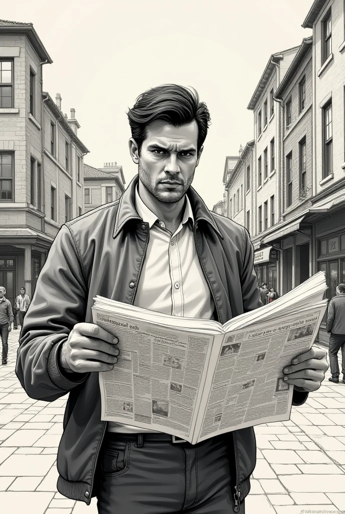 masterpiece, best quality, highres, upper body shot, ((wide angle)), zoom out, middle-aged man, macho, daddy, beefy, burly, hairy, manly, really tall, wearing a smooth silk black trench coat, grey shirt, wearing glasses, standing in the middle of a New York's crossroad, standing in the center of the shot, smoking a cigarette, blowing smoke out from the mouth, looking up to the sky, hands in the pockets, (sunset), afternoon, golden hour, golden sky color, dark buildings in the background, incredible composition, HDR, volumetric lighting, shadows, beam of sunlight shinning on the streets, seen from the side, aesthetic