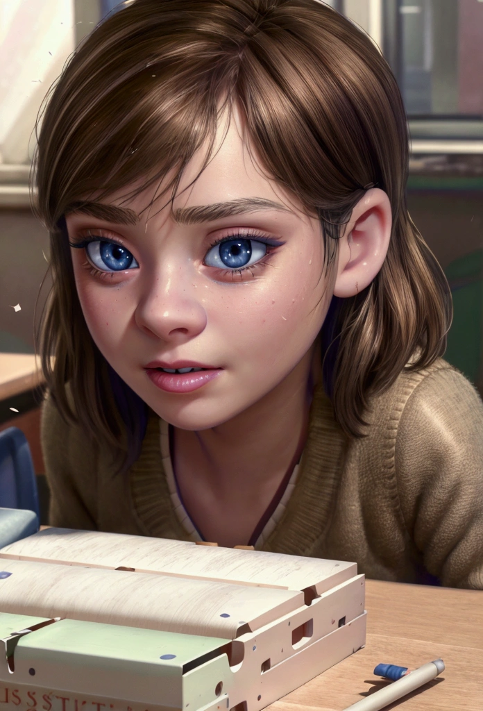 in a classroom intimately with his teacher, beautiful detailed eyes, beautiful detailed lips, extremely detailed eyes and face, long eyelashes, , classroom interior, desks, board, natural lighting, Soft colors, photorealist, cinematic lighting, Very detailed, masterpiece, (Best Quality,4k,8k,High resolution,masterpiece:1.2),ultra detailed,(realist,photorealist,photo-realist:1.37)