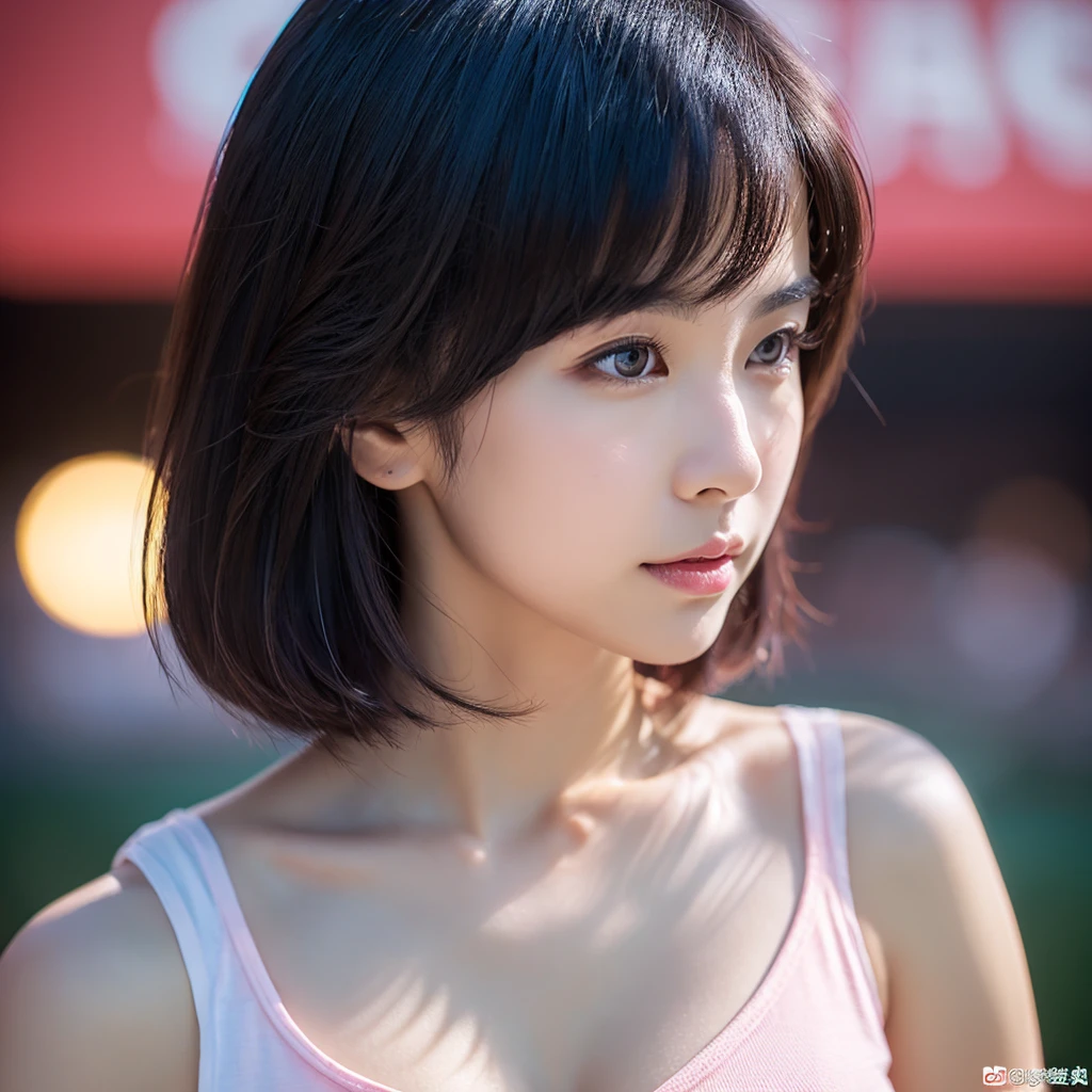 ( (((A beautiful woman))), ((a white cherry blossom)),(((detailed face))),(crotch), perfect body anatomy, huge breasts,pretty,sleeveless turtle neck, white silky clothes, 4k , super high resolution ,(photo-realistic: 1.7),white background,black short hair, ((SFW)), cowboy_shot, bokeh. 🔥🌹💕)