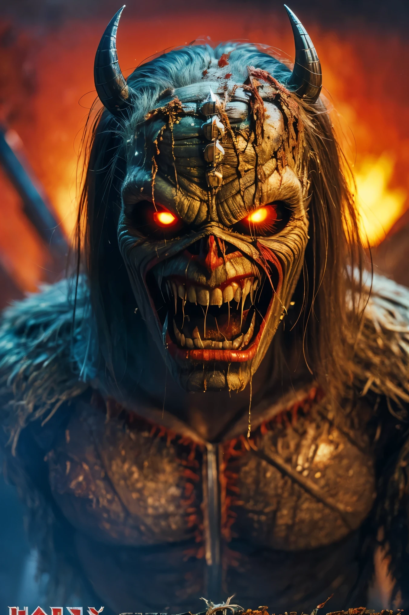 a close up of a person, the Devil ,1 9 8 0's heavy metal album art, iron maiden, Eddie , iron maiden album cover, cheesy iron maiden motifs, metal album cover art, thrash metal, heavy metal artwork, maiden, heavy metal art style, hd wallpaper, angry rotting zombie, by Ignacio Zuloaga. 