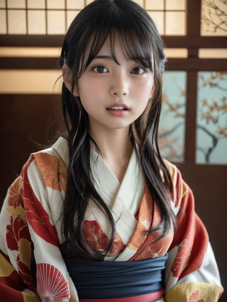 (kimono)、(())、random pose、(highest quality,masterpiece:1.3,ultra high resolution,),(Super detailed,caustics),(realistic:1.4,RAW shooting,)ultra-realistic capture,very detailed,High resolution 16K human skin closeup、 Natural skin texture、、Skin tone looks even and healthy、 Use natural light and color,1 girl,Japanese,,hip line, cute,black hair,medium hair,,smile,,(written boundary depth、chromatic aberration、、wide range of lighting、natural shading、)、Please pay attention to your butt,