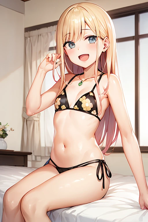 ((Best Quality)), ((masterpiece)), (be familiar with),  perfect face, indoor, bedroom,  watching viewers,
One woman, Kitagawa Marin,
Open Mouth, Ecstatic expression, blush, smile,
Small breasts,  flat chest, , , , Girl,
Long Hair,  long hair,
Leg spread,