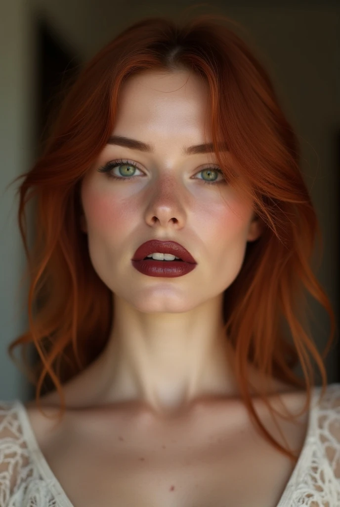 Ultra realistic extremely beautifully detailed 8k picture of 1 gorgeously cute and cool woman uma poison ivy, is lying on The bed extremely detailed eyes mouth and facial features, gorgeous breathtaking composition and epic cinematic lighting, seductive, dominating, evil, sexy, evil smile, mesmerizing, pheromones, pink gas, red leather bodysuit, big breasts, seducing viewer, evil, evil face, beautiful lips, detailed lips, focus on lips