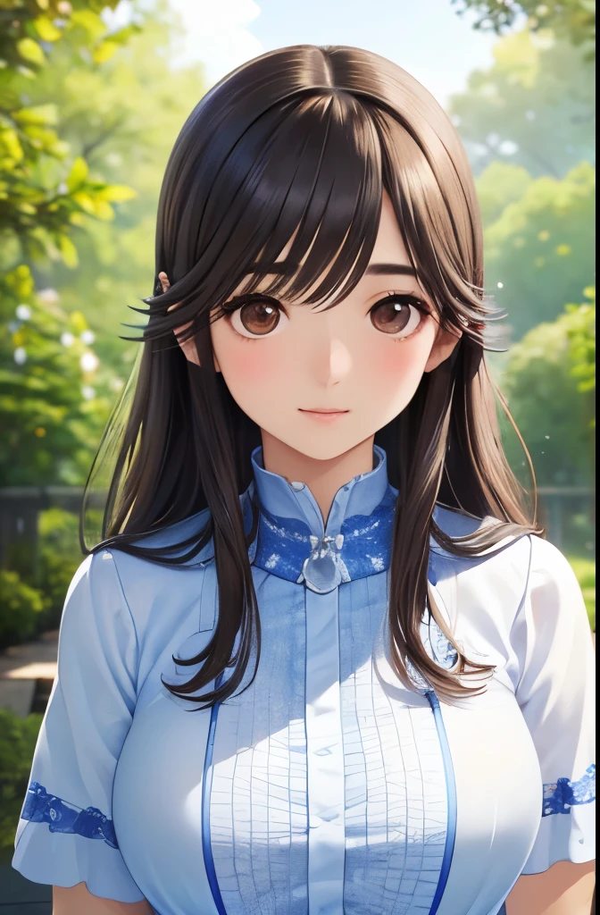 Gaoling loves flowers 、 shiny brown hair sitting on the fire escape, Long Hair、, Beautiful brown eyes、smile、 sparkling eyes, (fine grain)、 very detailed eyes、 very detailed faces , highly detailed eyes , cowboy shot、
masterpiece, Best Quality, Pixiv, (8k, Best Quality, masterpiece: 1.2), (Realistic, photoRealistic: 1.37),
Portraiture, Realistic, , Large Breasts, 4K resolution, High quality CG, Beautiful CG, Soft light,