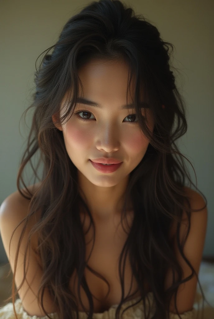 highest quality, epic realistic, ((in the pitch black darkness :1.4)), ((portrait:1.5)),(background: dark ) high contrast ,glorious picture, lowest lux, lighting face, she's comfortable, wearing nothing,  , looks incredible, (8k, Raw photo, Highest quality),(epic realistic:1.5), a woman, face,(detailed eyes:0.8),(looking at the camera:1.4), (Highest quality), ( high contrast, deep shadows),Intricate details,cinematic,((skin:1.4)), (long dark hair:1.3), long hair, messy ,(Hdr:1.5),Detailed, colors, Superior quality, Masterpiece, Raw Photo (20-year-old, looking at viewer), beautiful, (wearing plain yellow shirt,), perfect, natural, perfect composition, portrait, perfect face, smiling expression, Captivating eyes, Bright details, Tight lips, (High Skin Detail),, (blue tint: 0.6), (sale: 0.8), (bloody: 0.7), Key lighting , (backlight: 0.5), Medium depth of field, Canon 5d, 50mm lens, f/4 apertures, (Ultra-detailed, Complex detail), sharp focus, soft colors, 8k, Absurd, 80mm, bokeh background, photography, smiling, pinay, filipina, large boobs, neon lights background, bokeh, nudist, nude